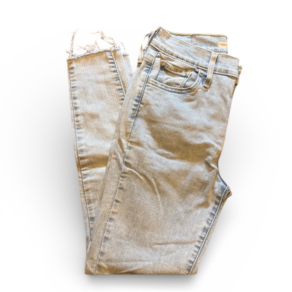 Levi’s 720 High Rise Super Skinny Light Blue Distressed Jeans